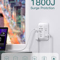 Power Bar, USB Wall Charger Surge Protector 5 Outlet Extender with 4 USB Charging Ports (2 USB C), Multi Plug Outlet, 3-Sided 1800J Power Strip Outlets Splitter Wall Plug Adapter for Home Office Dorm