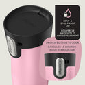 Contigo West Loop 3.0 Stainless Steel Travel Mug with Tea-Bag Hook & Spill-Proof Lid, Vacuum-Insulated Reusable Cup Coffee and Tea, 12 oz (354 mL), Strawberry Cream - Keeps Drinks Hot up to 8 Hours