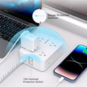Surge Protector Power Bar - 8 Outlets 4 USB Charging Ports(2 USB C), Power Strip with 5Ft Braided Extension Cord, Flat Plug, Wall Mount Desk USB C Charging Station for Home Office College Essentials