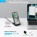 Anker 313 Wireless Charging Stand, Qi-Certified for iPhone 17/16/15/14/13, 10W Fast Charging for Galaxy S23/S22/S21 (No AC Adapter)