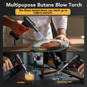 Sondiko Blow Torch with Fuel Gauge, Refillable Butane Torch Lighter with Safety Lock and Adjustable Flame, One-Handed Operation, Fit All Butane Tanks Kitchen Torch