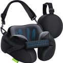 AUVON Travel Neck Pillow for Airplane with Seat Straps to Secure Head & Neck for Relaxing Sleep on Long Flights, Ear-Friendly Design, Supportive Memory Foam Neck Pillow, Breathable Fabric, Carry Case