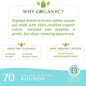 Organyc - 100% Organic Cotton Rounds Chemical Free, For Sensitive Skin (70 Count) - Daily Cosmetics. Beauty and Personal Care