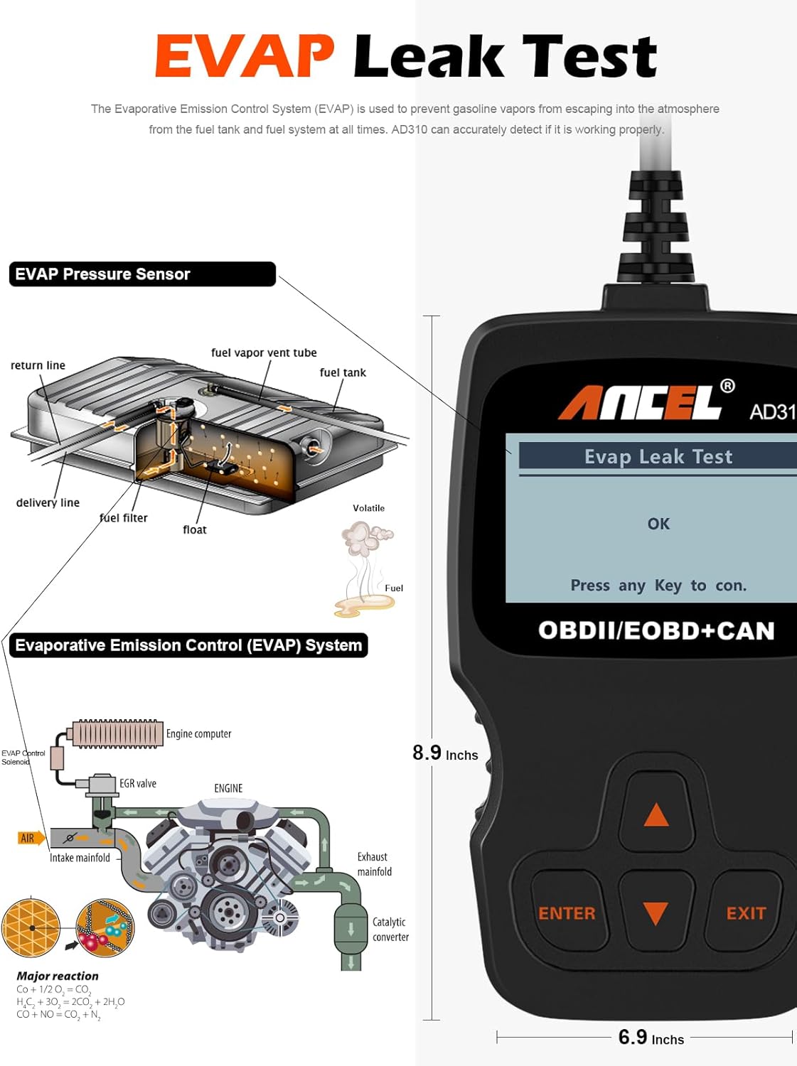 ANCEL AD310 Classic Enhanced Universal OBD II Scanner Car Engine Fault Code Reader CAN Diagnostic Tool (Black)