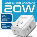 Ceptics International Travel Plug Adapter Set (Type A, B, C, D, E/F, G, H, I, J, K, L, M, N) - 4 in 1 - 2 Canadian Socket - 1 USB & 1 USB-C (3.1A) - Compact & Powerful (PAK-ALL)