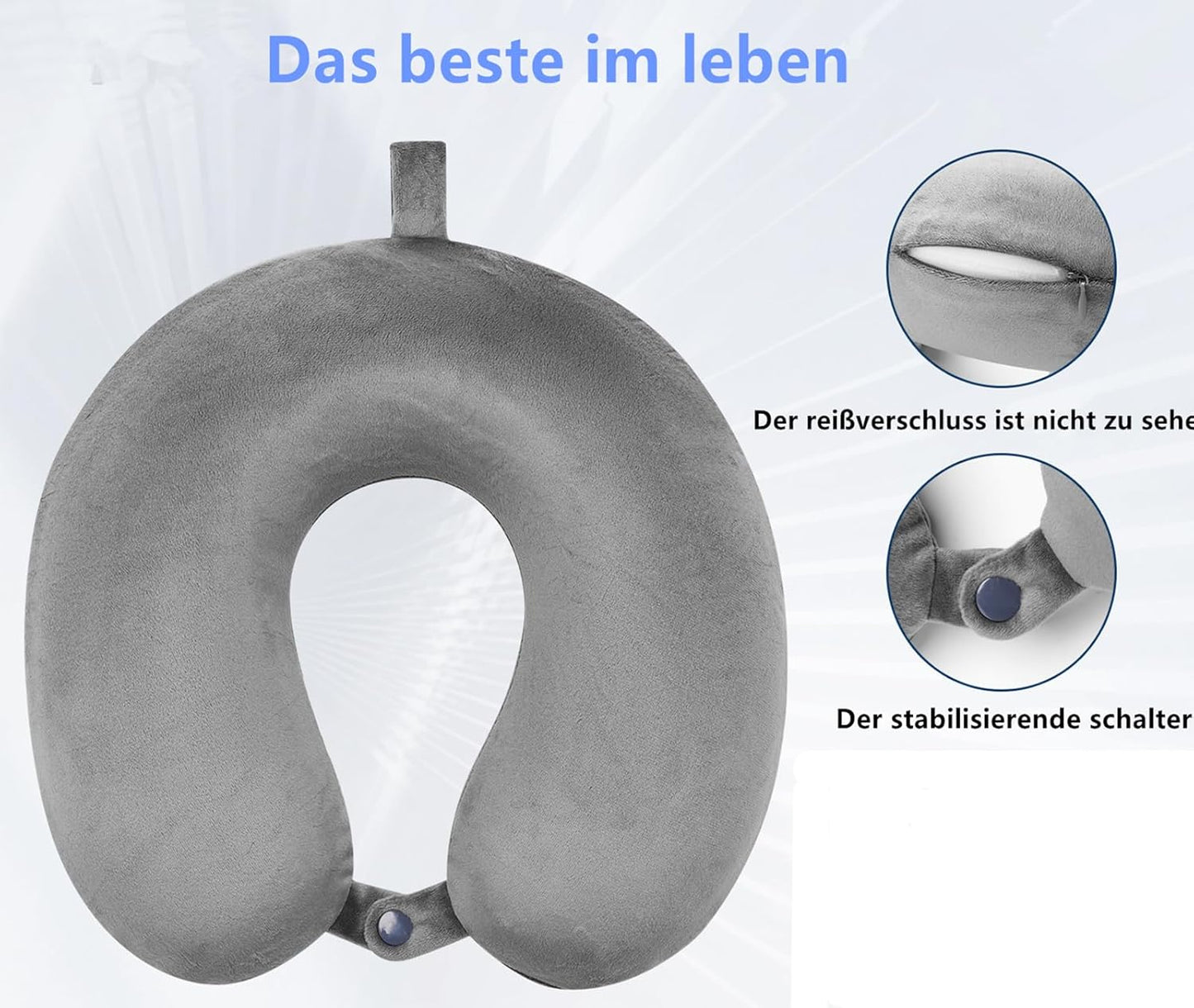 Travel Pillow - Memory Foam Neck Pillow Support Pillow,Luxury Compact & Lightweight Quick Pack for Camping,Sleeping Rest Cushion (Grey)