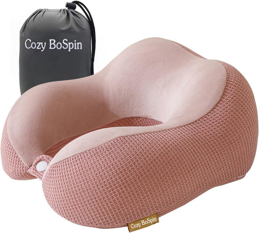 Travel Pillow - Neck Pillow for Traveling, Memory Foam Portable Support Pillow,Comfortable and Lightweight Quick Pack for Camping,Sleeping Rest Cushio (Pink)