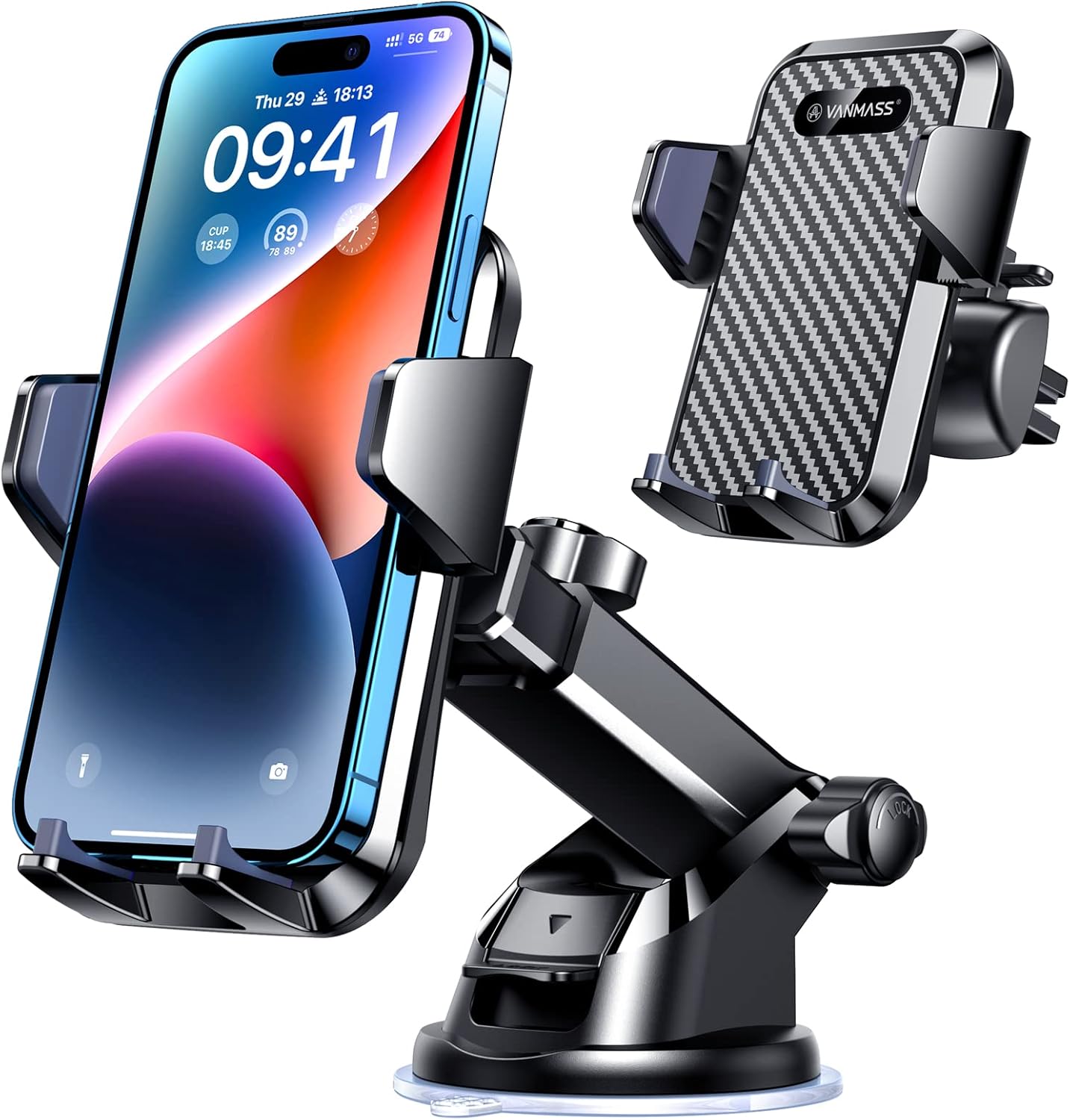 VANMASS [85+LBS Strongest Suction & Military-Grade] 2026 Ultimate Car Phone Holder [Patent & Safety Certs] Cell Mount Truck Stand Cradle for Dashboard Windshield Vent for iPhone 17 Pro Max 16 15 14