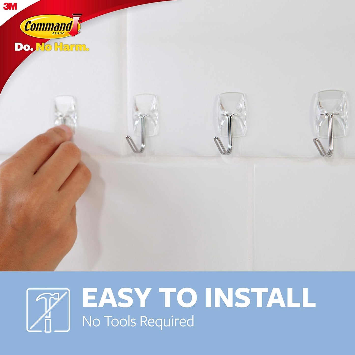 Command Wire Hooks Value Pack, Small, Clear, 9 Hooks 12 Small Strips