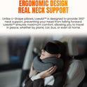 Hooded Pro Travel Pillow - Memory Foam Neck Support Pillow with Hood for Airplane, Flight - 100% Cotton Fabric, Maximum Privacy & Light-Block Design, Lightweight Full Travel Kit - Dark Grey