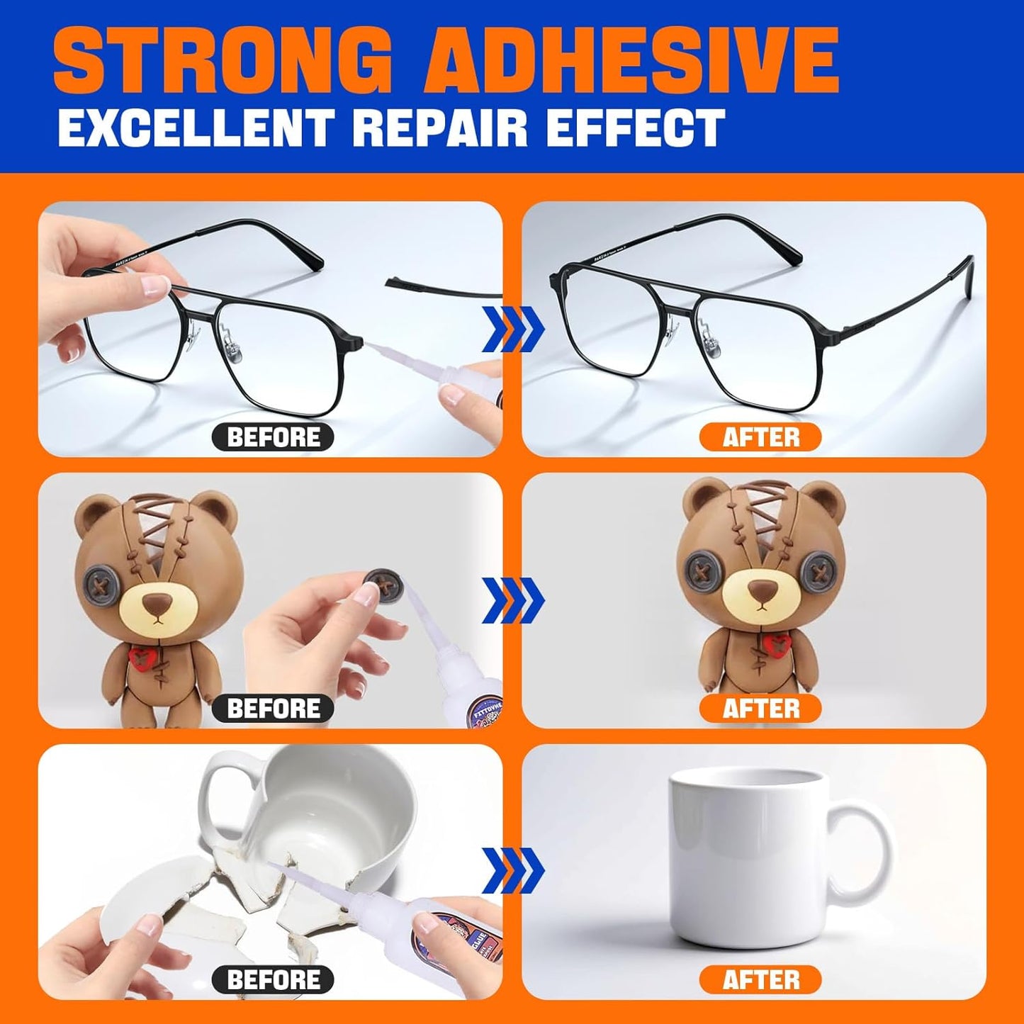 Super Glue Clear 30 g(1.06 oz.), Strong Fast Drying Waterproof Liquid Adhesive for Plastic, Metal, Wood, Rubber, Ceramic, Leather Repair,Rhinestone Jewelry, DIY Crafts
