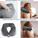 Inflatable Travel Neck Pillow for Airplanes, Super Soft Velvet Neck Support, Adjustable Firmness, Blow Up Plane Pillow for Long Flights, Road Trips, Travel Essentials with Eye Mask, Earplug