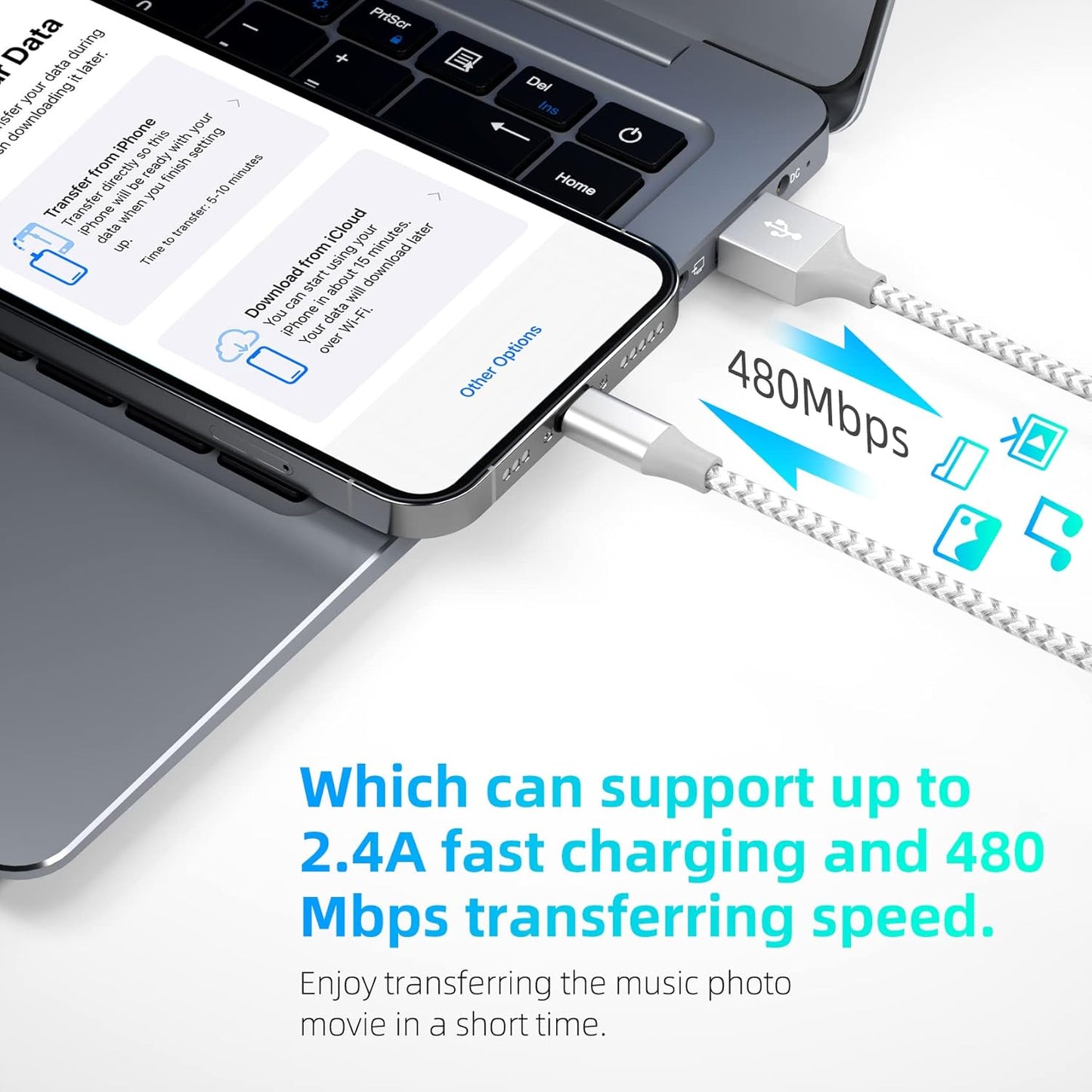 Apple MFi Certified iPhone Charger 3pack 10FT Long Lightning Cable Fast Charging High Speed Data Sync USB Cable Compatible iPhone 14/13/12/11 Pro Max/XS MAX/XR/XS/X/8/7/Plus/6S (Grey White)
