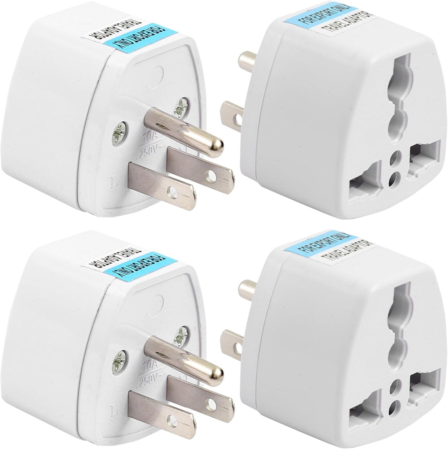Canada Universal Travel Plug Adapter, 4 pc, UK India European to US Adapter, US Plug Adapter, US Travel Adapter, Plug Converter, Universal Travel Adapter(Gray)