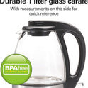 Hamilton Beach Glass Electric Kettle, 1 L, 1500W Fast Boiling Water Boiler, Cordless, Soft Blue LED Light, Auto Shutoff & Boil-Dry Protection, BPA-Free, Compact Size (40930JC)