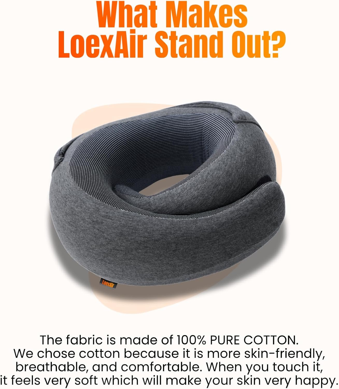 Hooded Pro Travel Pillow - Memory Foam Neck Support Pillow with Hood for Airplane, Flight - 100% Cotton Fabric, Maximum Privacy & Light-Block Design, Lightweight Full Travel Kit - Dark Grey