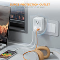 Multi Plug Outlet Extender, TESSAN Multiple Plug Extension Block with 4 AC Splitter, 2 USB A Ports and 1 USB C Port, Surge Protector Wall Outlet Expander for Home Office Dorm Room Essentials, Gray
