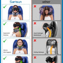 SARISUN Travel Pillow, Neck Pillow for Airplane with Strap, Combo with 3D Eye Mask for Sleep, Dual-Density Supportive Foam Neck Pillow Travel for Airplane Flights, Car Trip Travel Essentials Black