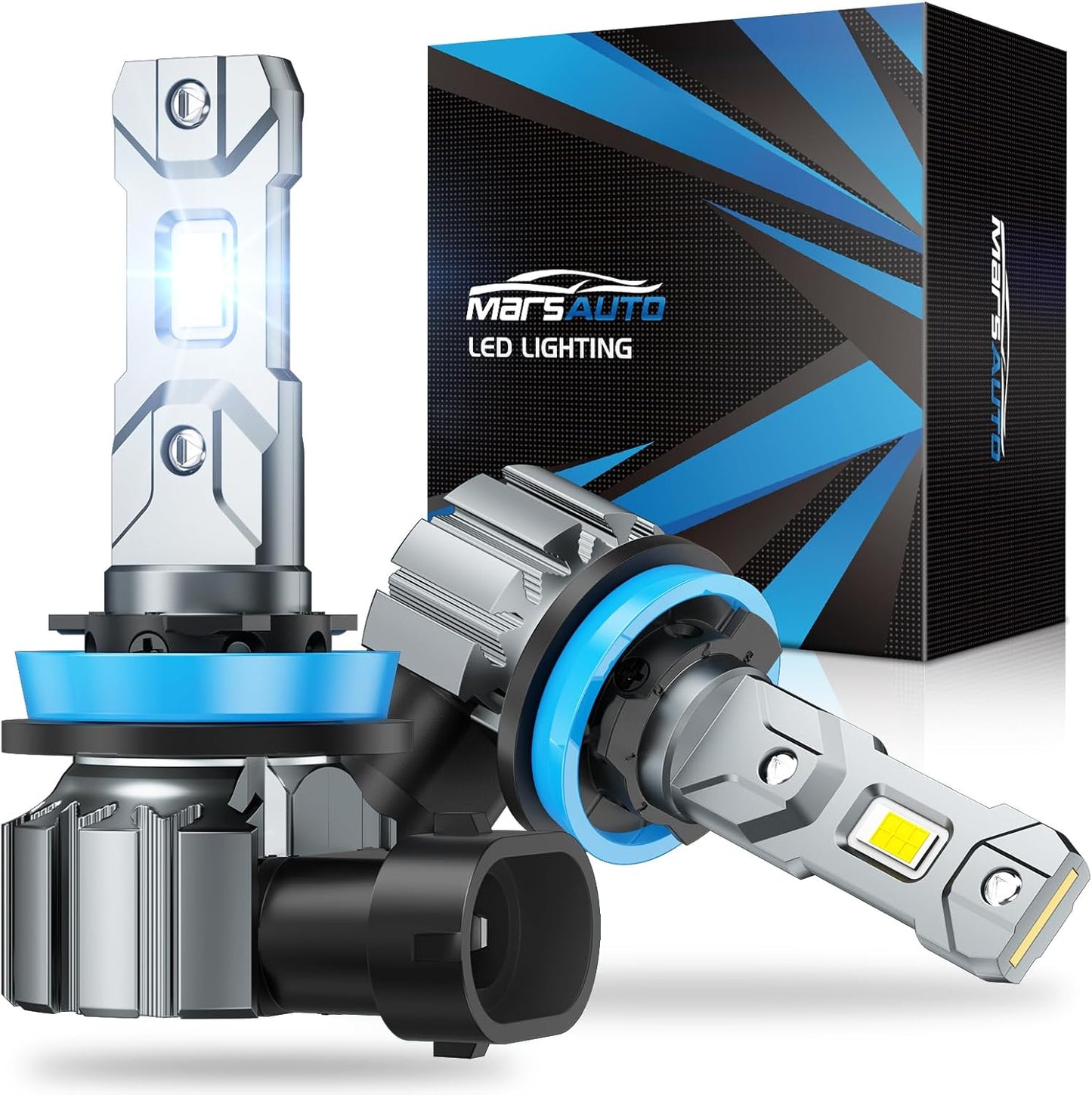 Marsauto H11 H9 H8 LED Headlight Bulbs, 900% Super Bright, Real 1:1 Design LED Bulbs, 6000K Cool White Halogen Replacement, 3 Mins Plug and Play, IP68, Pack of 2