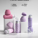 8 Pack Silicone Travel Bottles for Toiletries with Labels/Clear Bag, Holiday Travel Essentials Leakproof Squeeze Travel Size Containers Refillable Cosmetic Jars Set for Shampoo, Conditioner, Creams
