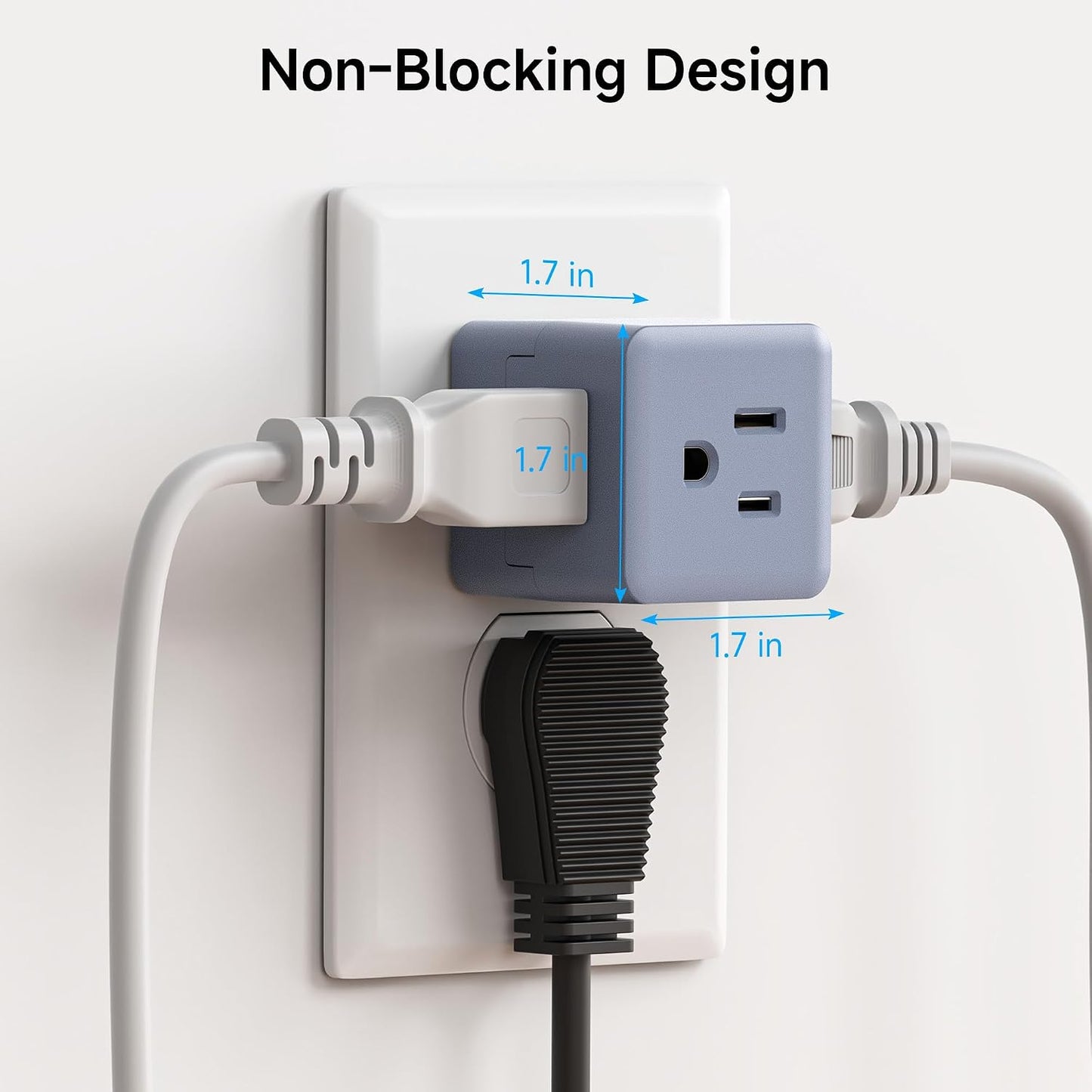 Cable Matters [cUL Listed] 3-Pack 3 Outlet Wall Adapter (3 Outlet Power Cube Tap, Outlet Splitter, Multi Plug Outlet, 3 Way Plug Adapter) in Gray