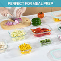 Vtopmart 8 Pack Glass Container Food Storage, Meal Prep Containers, Airtight Lunch Boxes with Leak Proof Locking Lids, for Microwave, Oven, Freezer and Dishwasher, Green