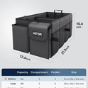 HOTOR Trunk Organizer - Car Organizer, Foldable Trunk organizer for SUVs & Sedans, Car Accessories, Tools, Sundries, 2 Compartments, Black