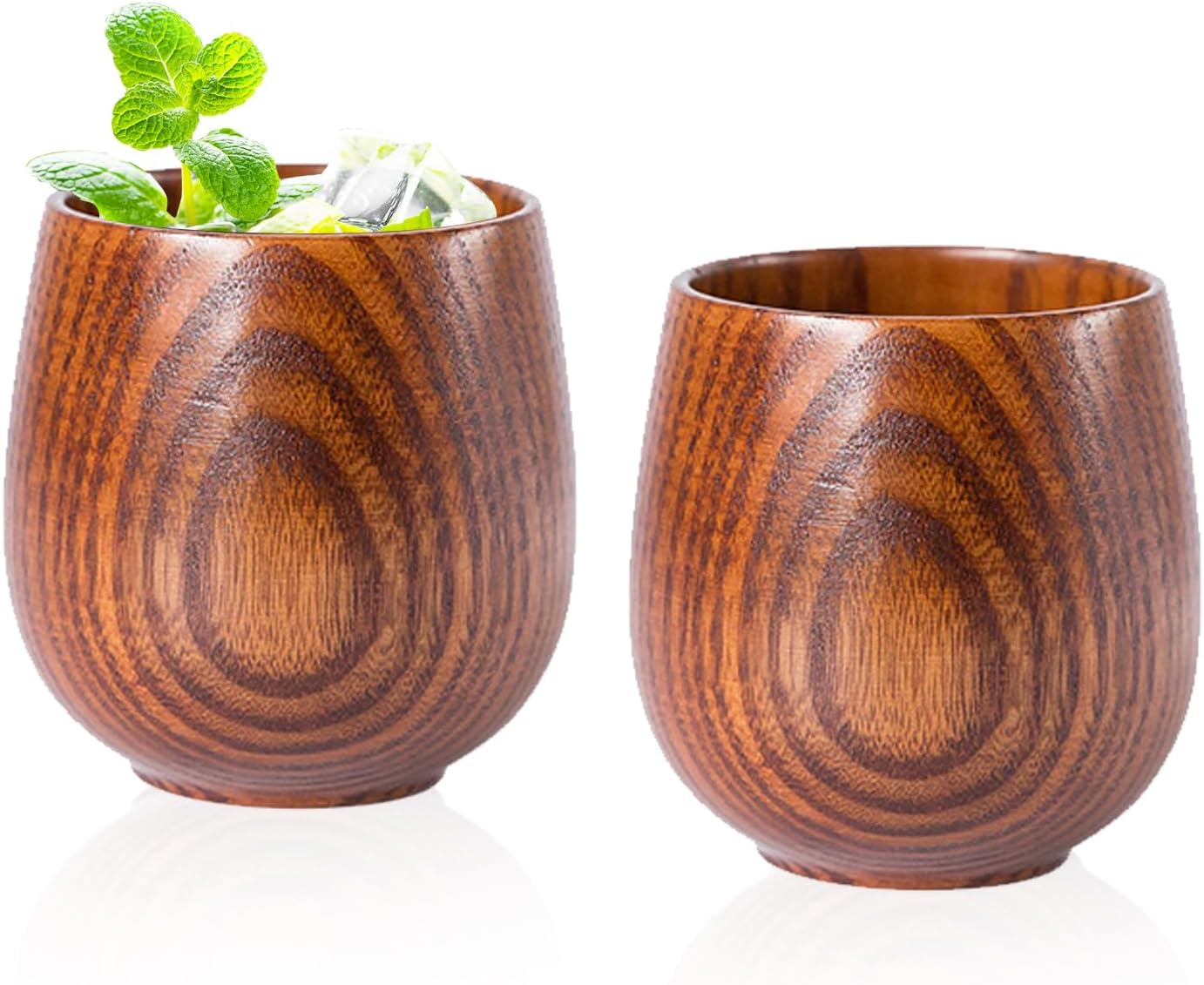 2Pcs Wooden Bourbon Glasses Set of 2, Handcrafted Whiskey Tumblers for Men, Rustic Bourbon Cups, Unique Charred Whiskey Cup, Gifts for Dad/Husband