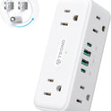 TROND 360° Rotating Plug Surge Protector Outlet Extender, 6 Multi Flat Charging Plug Splitters with 2 PD 20W USB C Ports, 3 Side Electrical Wall Adapter for Home Office Dorm Bathroom Travel Essentials