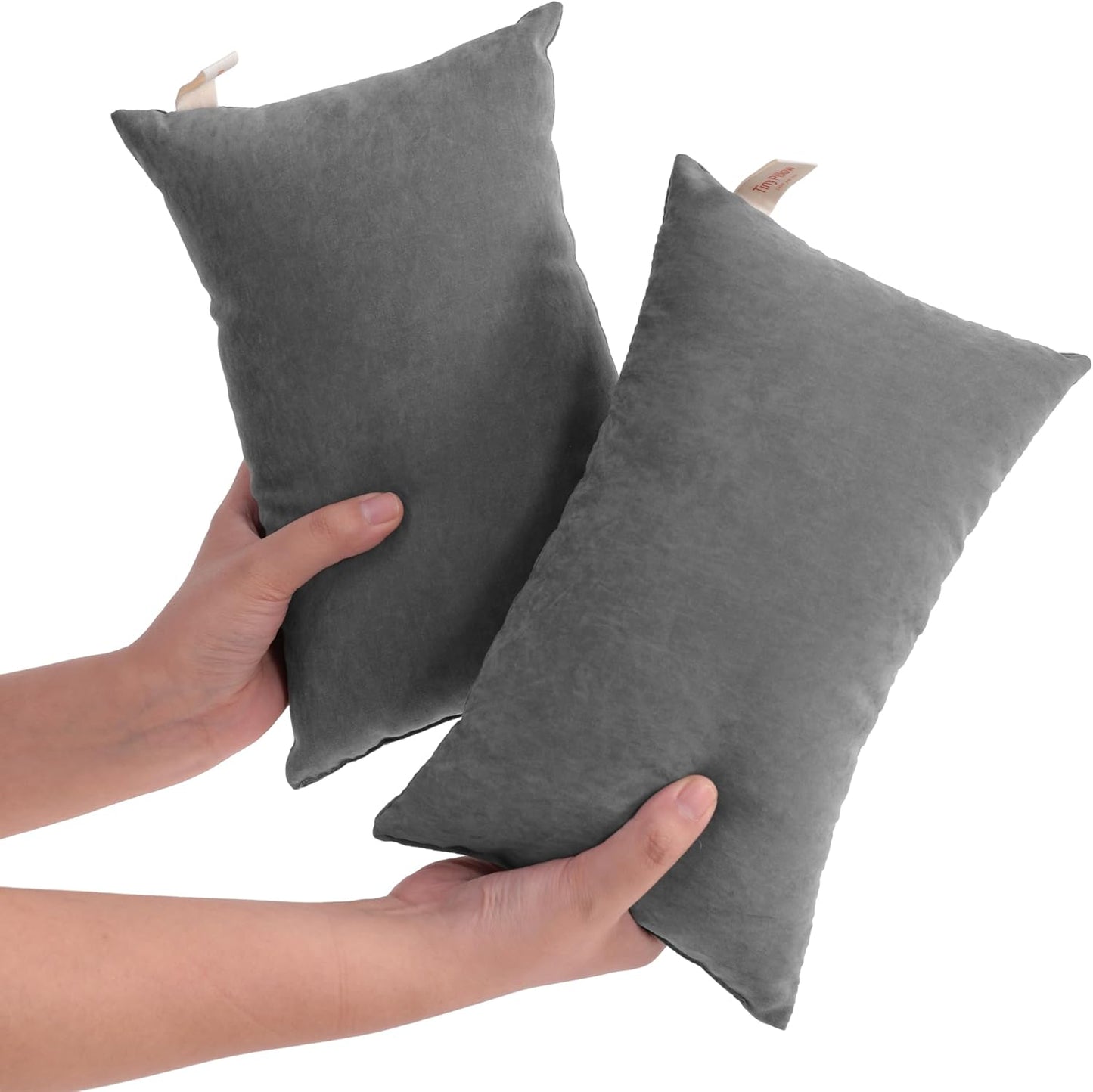NTBAY 2 Pack Tiny Pillows, 11"x7" Microfiber Mini Pillows for Travel, Pets, Soft Machine Washable Small Pillows for Neck, Wrist, Lumbar and Knee, Dark Grey