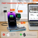 Wireless Charger, 3 in 1 Charging Station, Fast Charging Station Foldable Charging Stand, Wireless Charging Station for Multiple Devices, Compatible with lPhone 17/16/15/14/13 Pro Max Airpods Watch