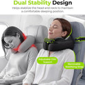 AUVON Travel Neck Pillow for Airplane with Seat Straps to Secure Head & Neck for Relaxing Sleep on Long Flights, Ear-Friendly Design, Supportive Memory Foam Neck Pillow, Breathable Fabric, Carry Case