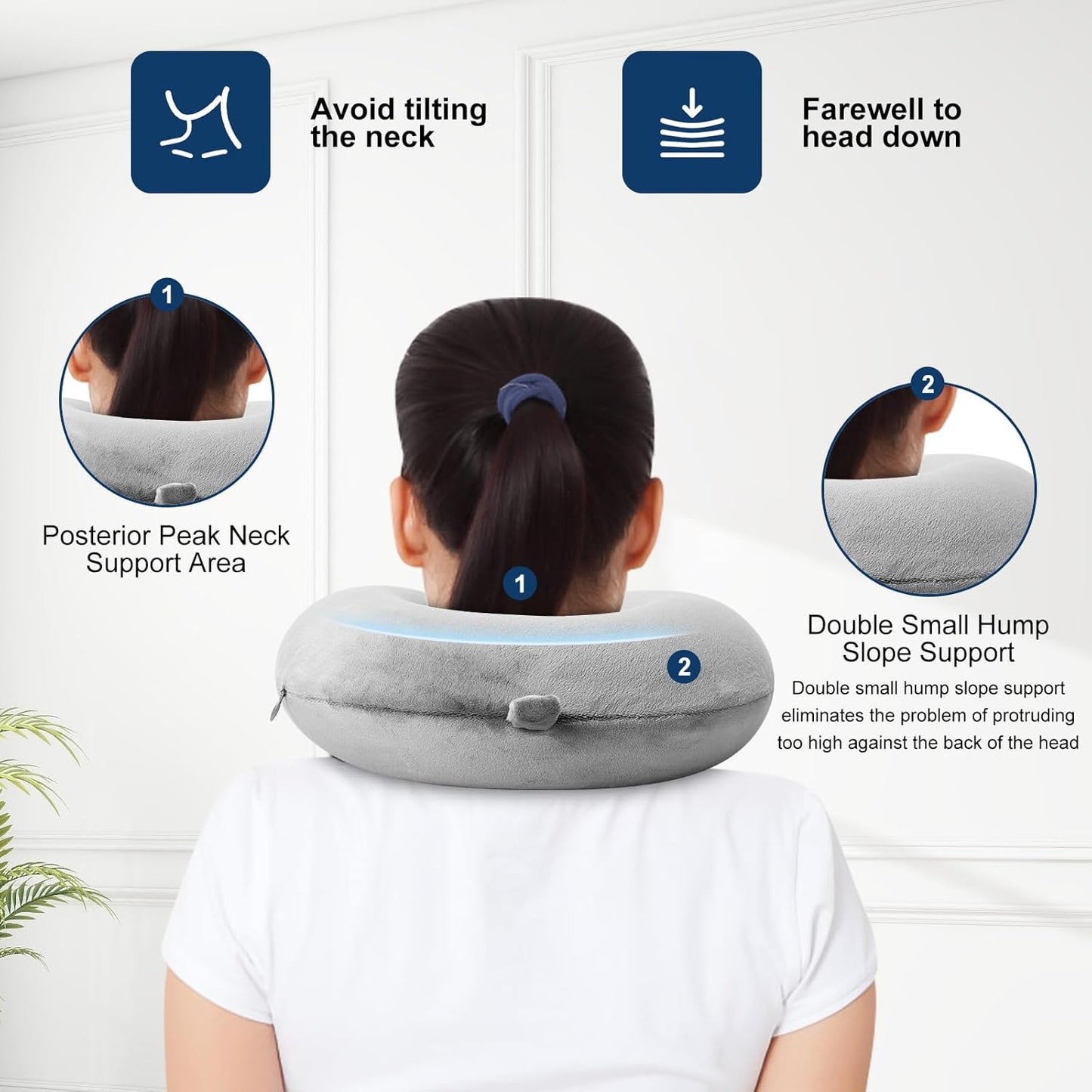 Travel Pillow - Memory Foam Neck Pillow Support Pillow,Luxury Compact & Lightweight Quick Pack for Camping,Sleeping Rest Cushion (Grey)