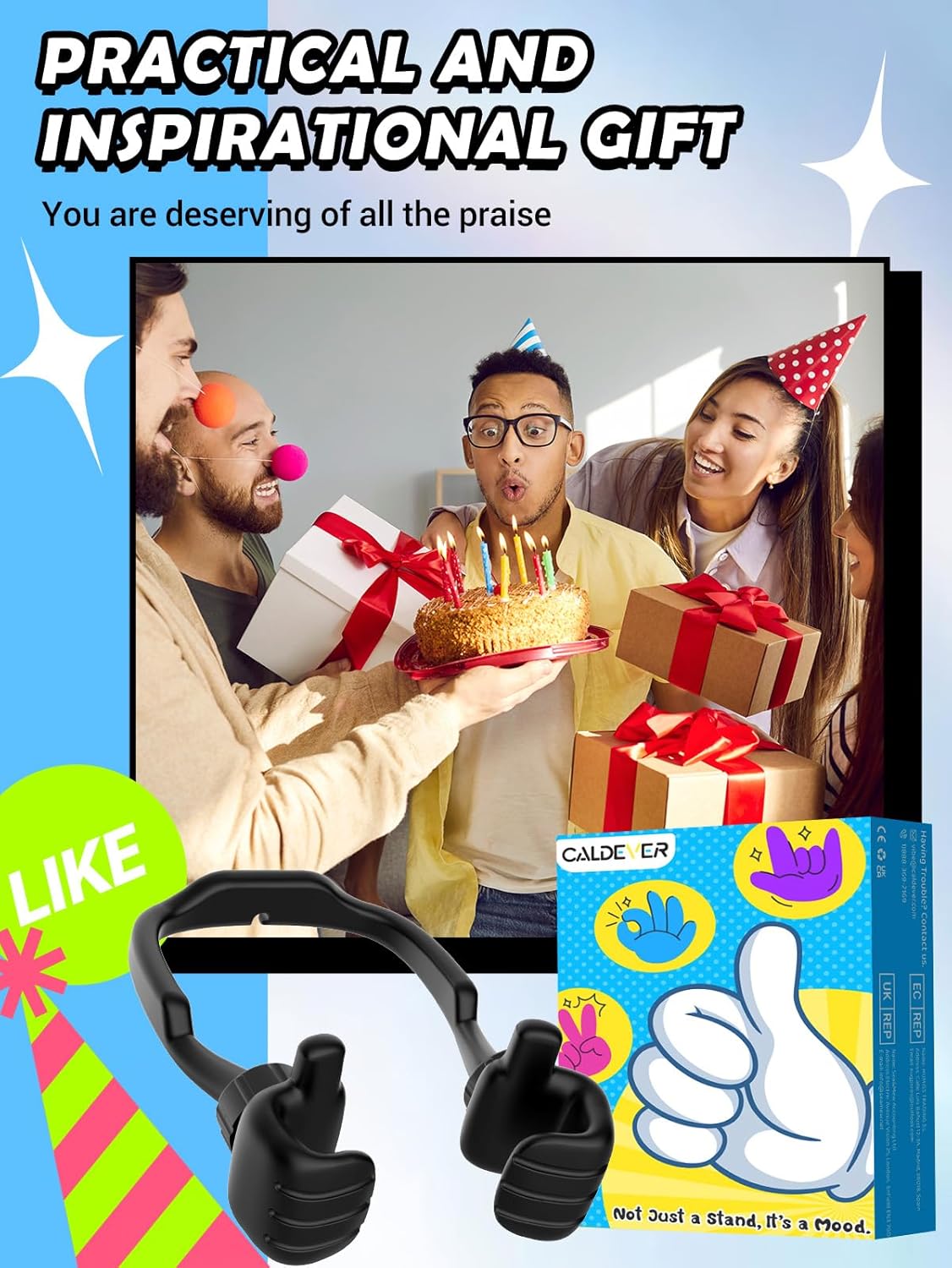 Easter Gifts for Kids Teens Girls Boys Him Men Ideas: Thumbs Up Lazy Phone Stand Cell Phone Holder Gifts for Boys Teenage Daughter Women Wife Adults Funny Easter Basket Stuffers-1 Pack Black