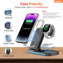 Wireless Charger, 3 in 1 Charging Station, Fast Charging Station Foldable Charging Stand, Wireless Charging Station for Multiple Devices, Compatible with lPhone 17/16/15/14/13 Pro Max Airpods Watch