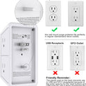 3-Sided Power Bars with Surge Protector, POWRUI 6-Outlet Extender with 3 USB Ports (1 USB C) and Night Light, Multi Plug Outlet and Spaced Outlets Adapter, ETL, White