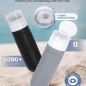 Quatish Travel Bottles for Toiletries, Original Patented Leak Proof Travel Size Toiletries, 3 oz Tsa Approved Silicone Containers, Shampoo and Conditioner Bottles, Travel Essentials, Grey
