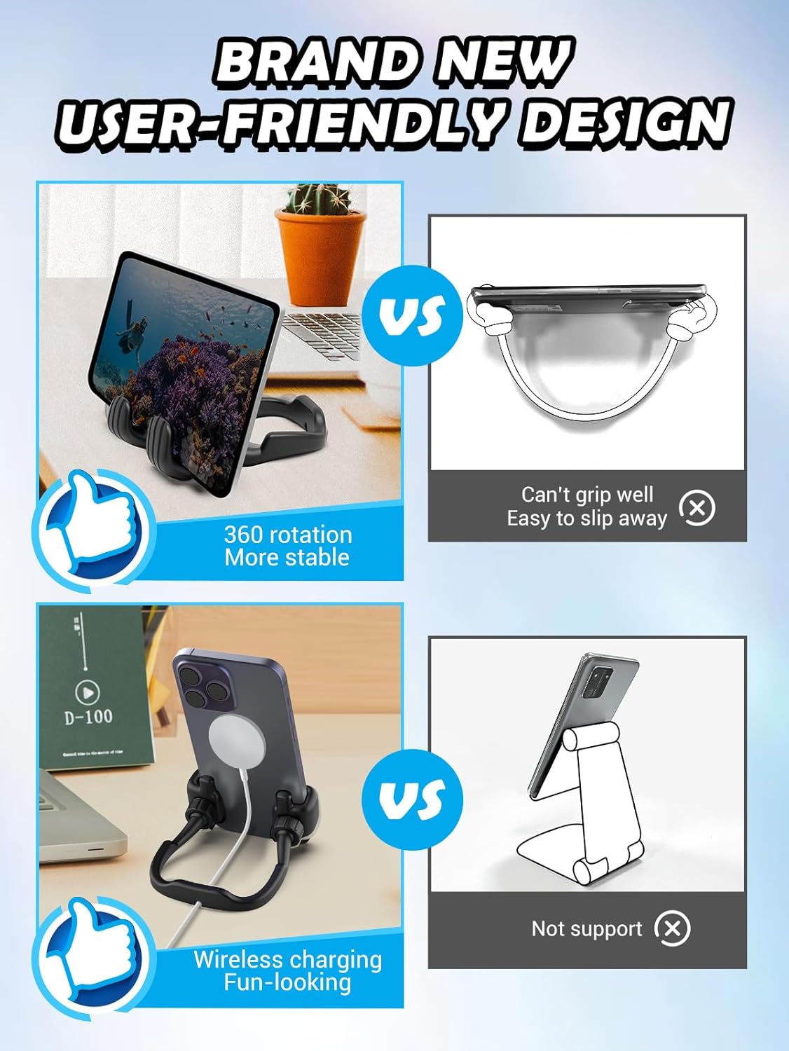 Easter Gifts for Kids Teens Girls Boys Him Men Ideas: Thumbs Up Lazy Phone Stand Cell Phone Holder Gifts for Boys Teenage Daughter Women Wife Adults Funny Easter Basket Stuffers-1 Pack Black