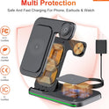 Wireless Charger, 3 in 1 Charging Station, Fast Charging Station Foldable Charging Stand, Wireless Charging Station for Multiple Devices, Compatible with lPhone 17/16/15/14/13 Pro Max Airpods Watch