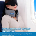 SARISUN Travel Pillow, Neck Pillow for Airplane with Strap, Combo with 3D Eye Mask for Sleep, Dual-Density Supportive Foam Neck Pillow Travel for Airplane Flights, Car Trip Travel Essentials Black