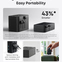 Anker Nano European Travel Plug Adapter, 5-Port Fordable Travel Adapter with 1AC 2USB-A 2USB-C Ports,Temperature Control, Essentials for Over 200 Countries, Ideal for Travel (1-Pack) (Black)