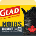 Glad Black Garbage Bags - Regular 74 Litres - Value Pack 100 Trash Bags, Made in Canada of Global Components
