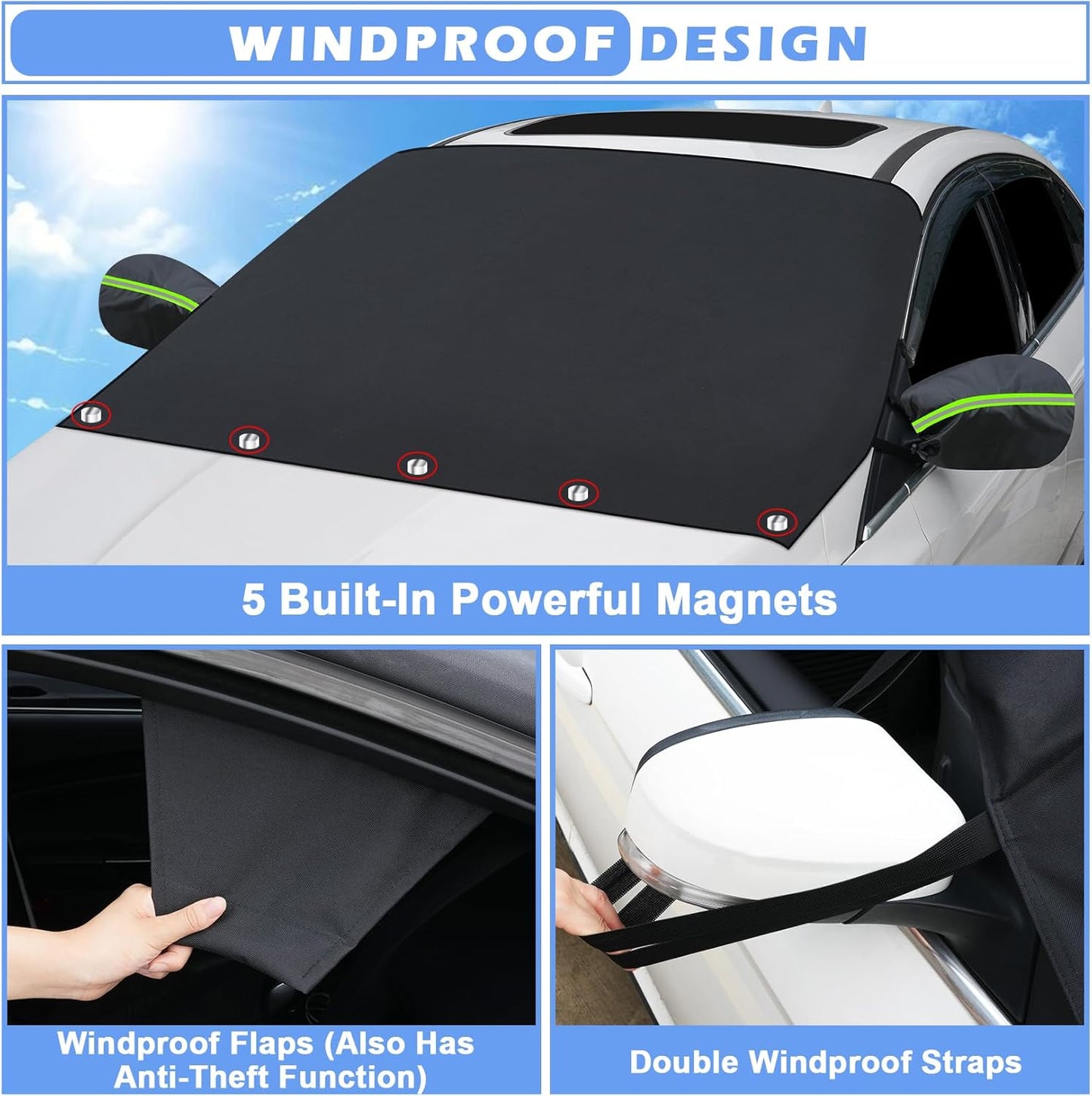 Tevlaphee Windshield Sun Shade for Summer Heat, UV Protection, Car Windshield Cover to Block Sun, Reduce Heat, Foldable Sun Shade for Cars SUVs Trucks Vans, All-Season Use
