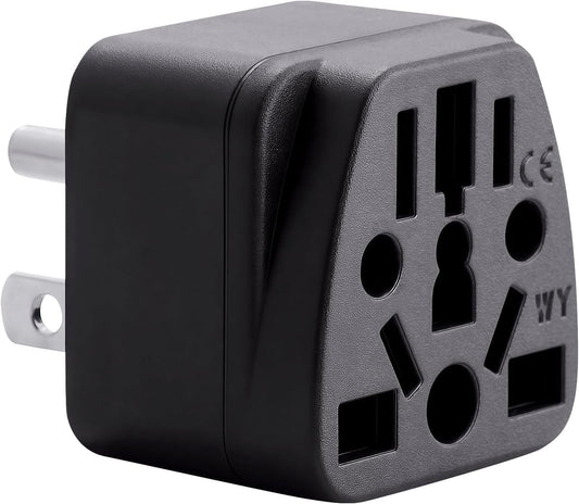 Unidapt US Canada Travel Plug Adapter EU/UK/AU/in/CN/JP/Asia/Italy/Brazil to USA Type B, Unidapt Grounded USA Canada Wall Plug, EU to US Travel Adaptor and Converter, Power Outlet Wall Charger (1)