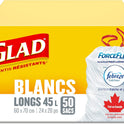 Glad White Garbage Bags - Tall 45 Litres - ForceFlex, Drawstring, with Febreze Fresh Clean Scent, 50 Trash Bags, Made in Canada of Global Components