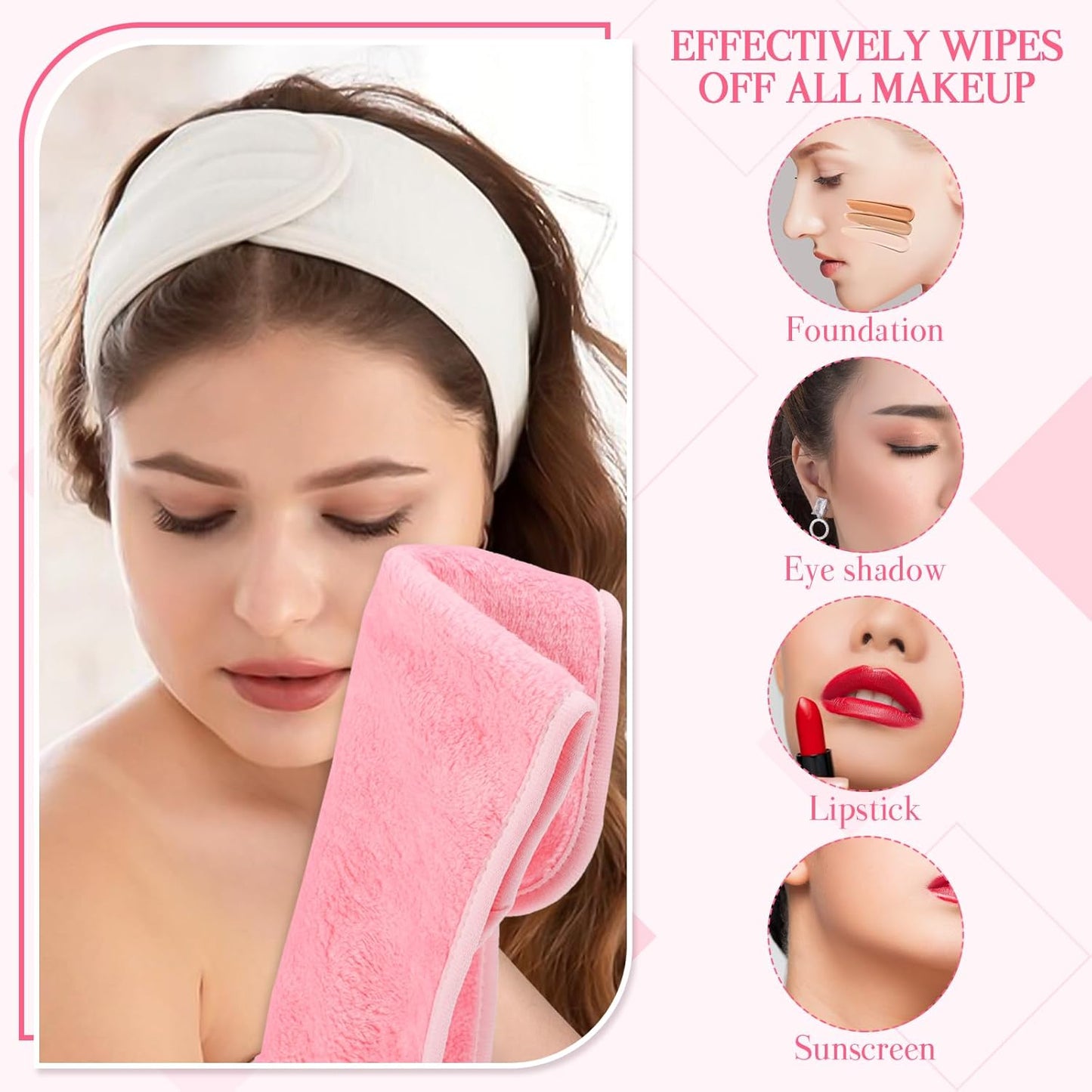 5 Pack Makeup Remover Cloths Reusable Makeup Remover Pads 15.7 x 7.8 inch Microfiber Facial Cleansing Cloths Removing Towels for Washing Face
