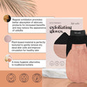 Kitsch Deep Exfoliating Glove - 2pc Eco Friendly Exfoliating Body Scrubber, Dead Skin Remover, Exfoliator Body Scrub Mitt for Skin Cell Renewal, Body Exfoliating Gloves for Shower - Black & Terracotta