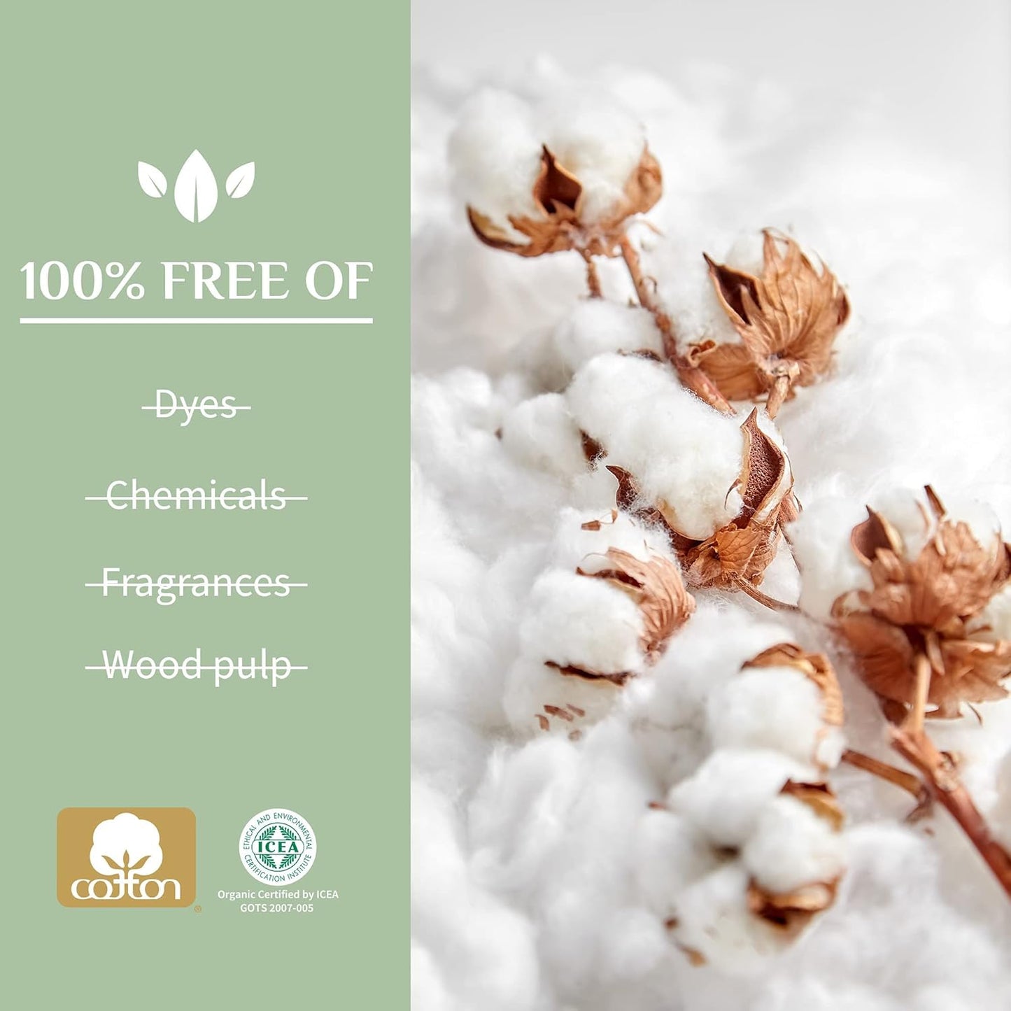 Organyc 100% Certified Organic Cotton Makeup Pads – Natural Unbleached Makeup Remover Rounds (70 Count)