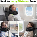 AUVON Travel Neck Pillow for Airplane with Seat Straps to Secure Head & Neck for Relaxing Sleep on Long Flights, Ear-Friendly Design, Supportive Memory Foam Neck Pillow, Breathable Fabric, Carry Case