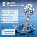 High Pressure 10-Mode Handheld Shower Head - Built in Power Wash for Clean, Replaceable Filter Soften Hard Water Remove Chlorine, 60 Inches Hose, Overhead Bracket, Anti-Clog Nozzle (Chrome)